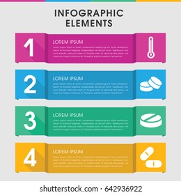 Modern illness infographic template. infographic design with illness icons includes tablet, pill. can be used for presentation, diagram, annual report, web design.