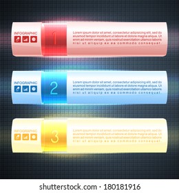 Modern Illuminated infographics options banners, box design. EPS 10 contains transparency