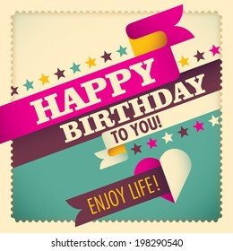 Modern illustrated birthday card. Vector illustration.