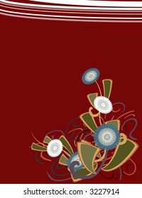 Modern illustrated flowers & plants background with elements in separate vector layers.