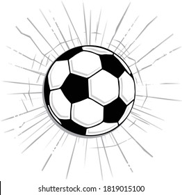 Modern Illustrated Soccer Or Football With Shattered Glass Or Broken Wall Effect. Illustrator Eps Vector Graphic Design.