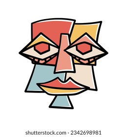 Modern illustration abstract face hand drawn. Trendy contemporary art