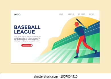 Modern Illustration Baseball and Landing Page Design for web page and app