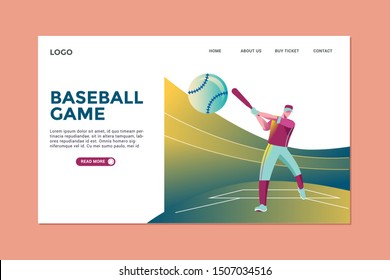 Modern Illustration Baseball and Landing Page Design for web page and app