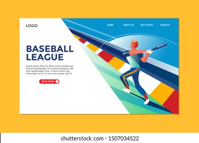 Modern Illustration Baseball and Landing Page Design for web page and app