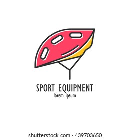 Modern Illustration of bicycle helmet. Colorful hard hat isolated on a white background. For use as design element or logo for Bike Shop. Sport Equipment made in trendy thin line style vector.