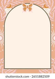 modern illustration in boho country style with elements of astrology and tarot. female character and constellations	
