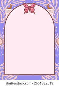 modern illustration in boho country style with elements of astrology and tarot. female character and constellations	
