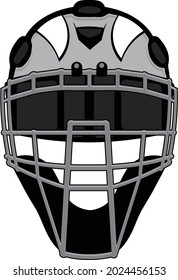 Modern illustration of catchers face mask and helmet for baseball or softball. Vector eps graphic design. Easy to edit. 