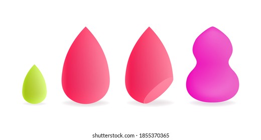 Modern illustration with colorful beauty blender up on soft white background. Modern vector illustration.