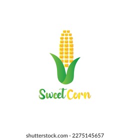 Ilustración moderna Los granos de maíz siguen envueltos en cuero que se mantiene el diseño de logotipo de calidad.