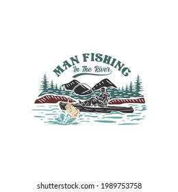 modern illustration design for man fishing