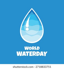 Ilustración moderna con una Grande gota de agua que promueve la conciencia mundial sobre la protección de los recursos de agua dulce.