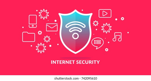 Modern illustration in flat style data security on the Internet. Vector banner.