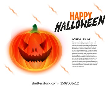 Modern illustration of Happy halloween - Creepy jack-o-lantern