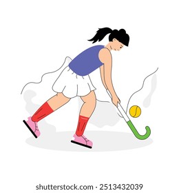 Modern illustration of hockey player, hockey player dribbling the ball