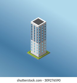 Modern illustration of an Isometric Building. 3d building icon