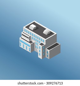 Modern illustration of an Isometric Building. 3d building icon