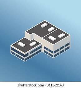 Modern illustration of an Isometric Building. 3d building icon.