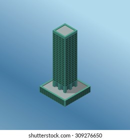 Modern illustration of an Isometric Green Building. 3d building icon