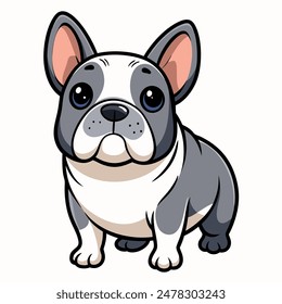 Modern illustration of a joyful French Bulldog animated character with a fun design