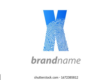 Diseño de diseño moderno con logotipo de ilustración inicial Impresión con dedo X.