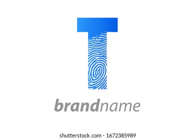 Modern illustration logo design initial T finger Print.