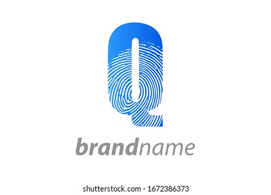 Modern illustration logo design initial Q finger Print.