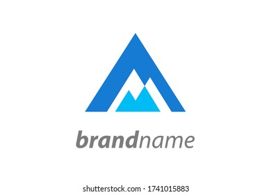Diseño de logotipo de ilustración moderna inicial A combinable con montaña.