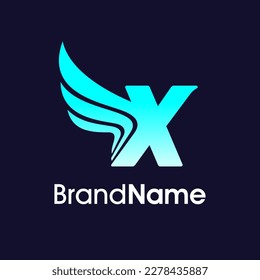 Modern Illustration Logo Design Initial X Wing in Blue Color. The logo can use for any company and work as well in small size.