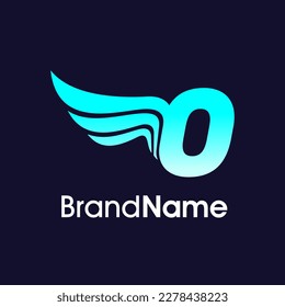 Modern Illustration Logo Design Initial O Wing in Blue Color. The logo can use for any company and work as well in small size.