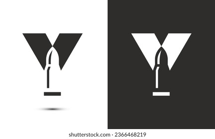 Modern illustration logo design initial Y combine with bullet.