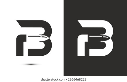 Diseño de diseño de logotipo de ilustración moderna PB inicial combinado con viñeta.