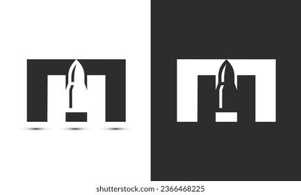 Modern illustration logo design initial M combine with bullet.