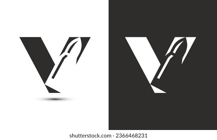 Modern illustration logo design initial V combine with bullet.