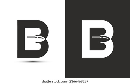 Modern illustration logo design initial B combine with bullet.