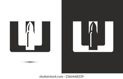 Modern illustration logo design initial W combine with bullet.