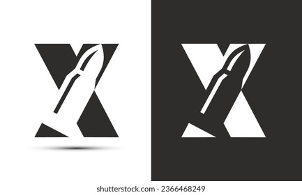 Modern illustration logo design initial X combine with bullet.