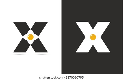Modernes Logo Design Initial X kombiniert mit gebratenem Ei.