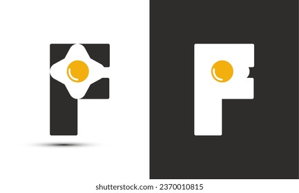 Diseño de logotipo de ilustración moderna F inicial combinando con huevo frito.
