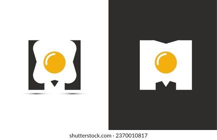 Modern illustration logo design initial M combine with fried  egg.