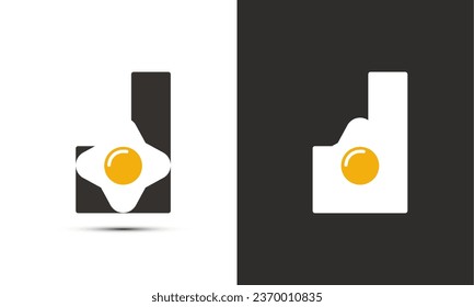 Modern illustration logo design initial J combine with fried  egg.