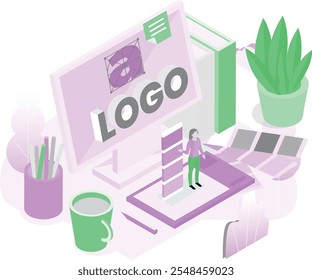 Una ilustración moderna del diseño de logotipos, que muestra conceptos de marca minimalistas, creativos y profesionales, perfectos para identidades de marca comerciales, corporativas y personales.