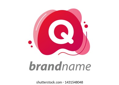 Modern illustration logo design splash bubble with letter Q inside.