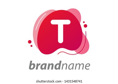 Modern illustration logo design splash bubble with letter T inside.