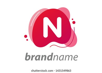Modern illustration logo design splash bubble with letter N inside.