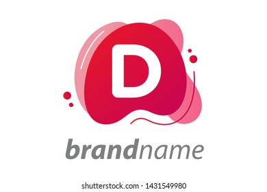 Modern illustration logo design splash bubble with letter D inside.