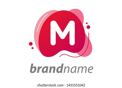 Modern illustration logo design splash bubble with letter M inside.