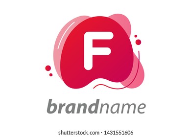 Modern illustration logo design splash bubble with letter F inside.
