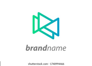 modern illustration logo design triangle play.